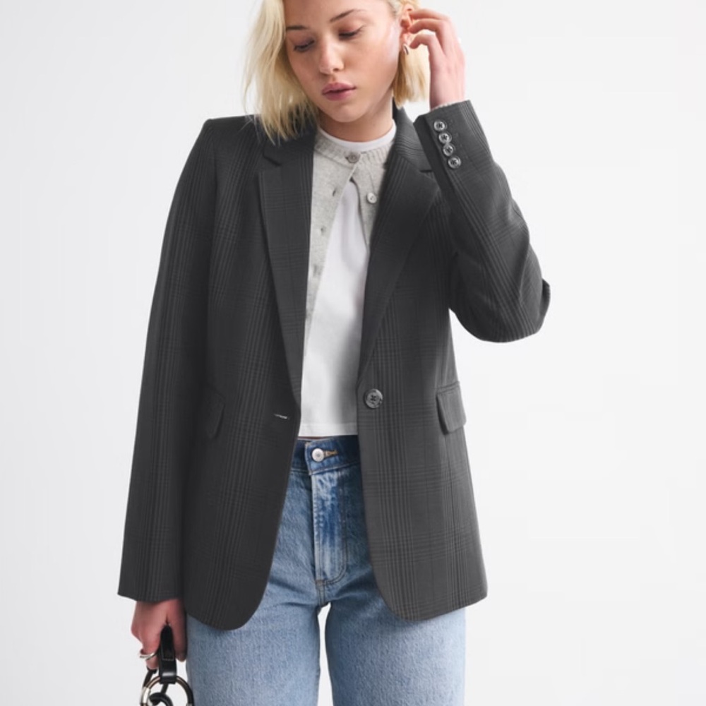 Abercrombie black plaid blazer